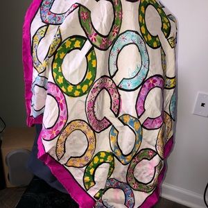 COACH SILK SQUARE SCARF multicolor logo print “C”